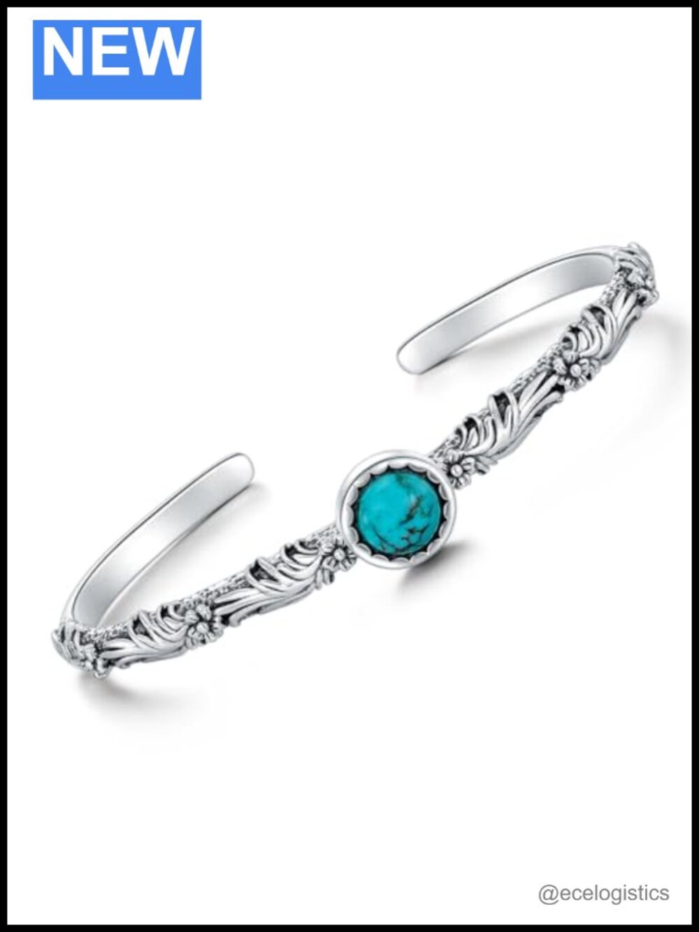 Sterling silver turquoise bangle cuff vintage adjustable